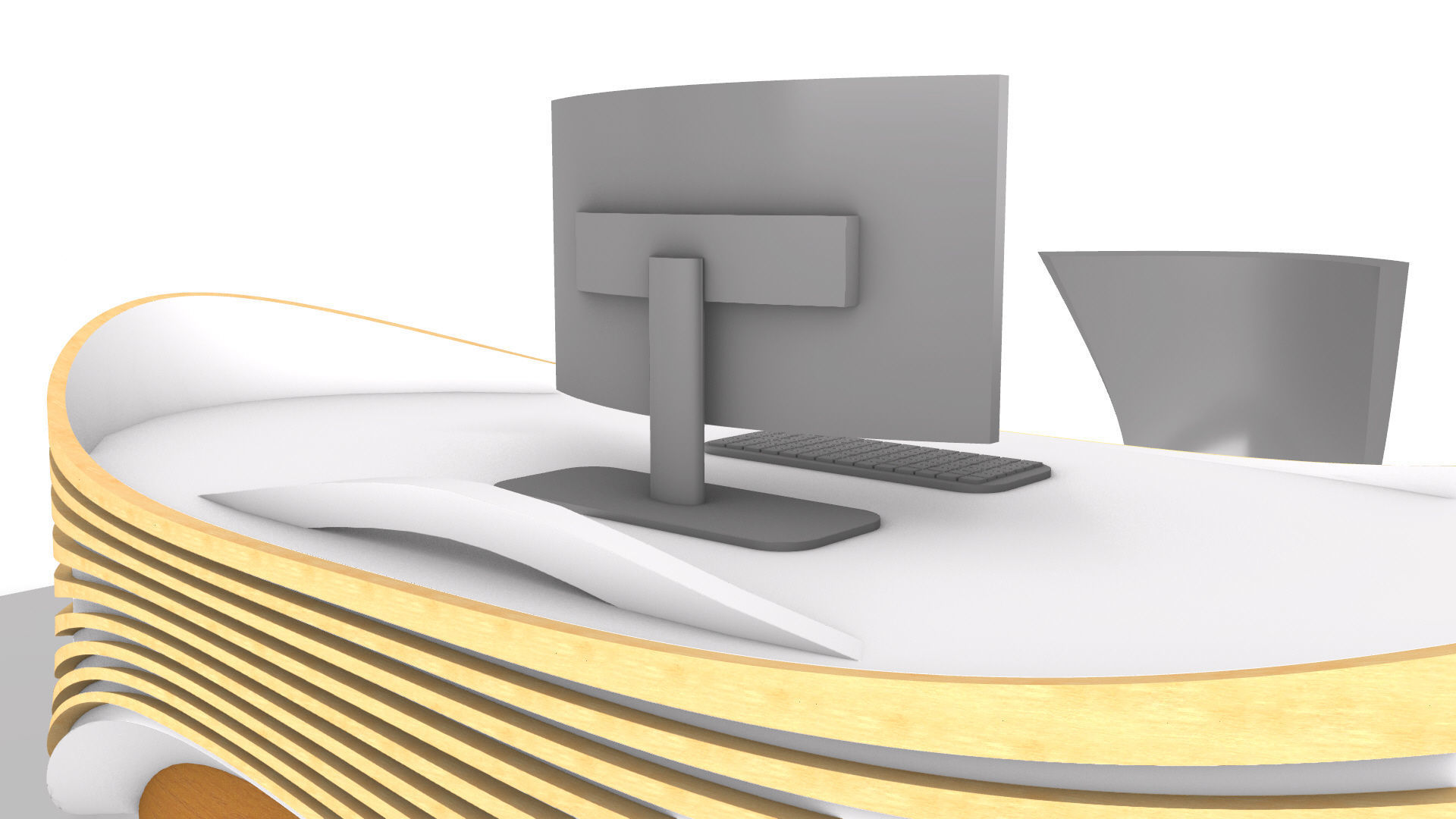 Parametric Wavy Reception Desk 3D model_16