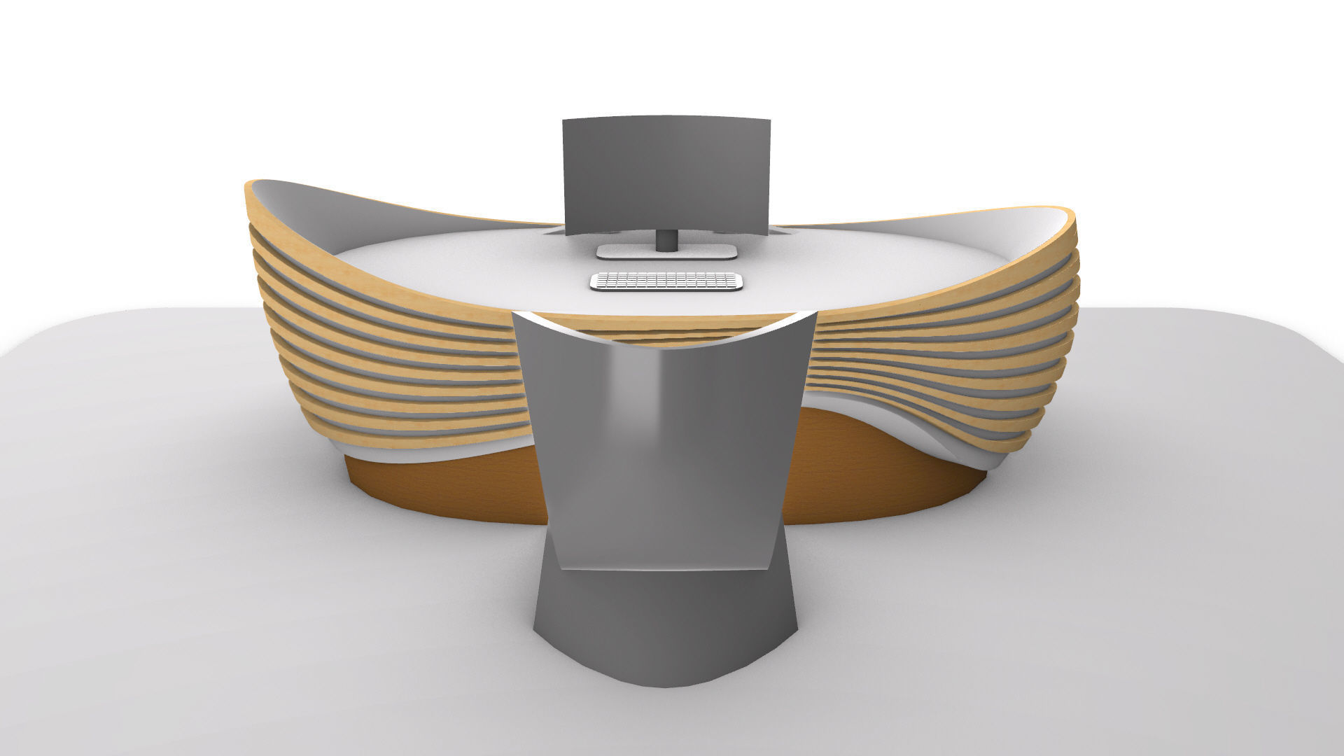 Parametric Wavy Reception Desk 3D model_9