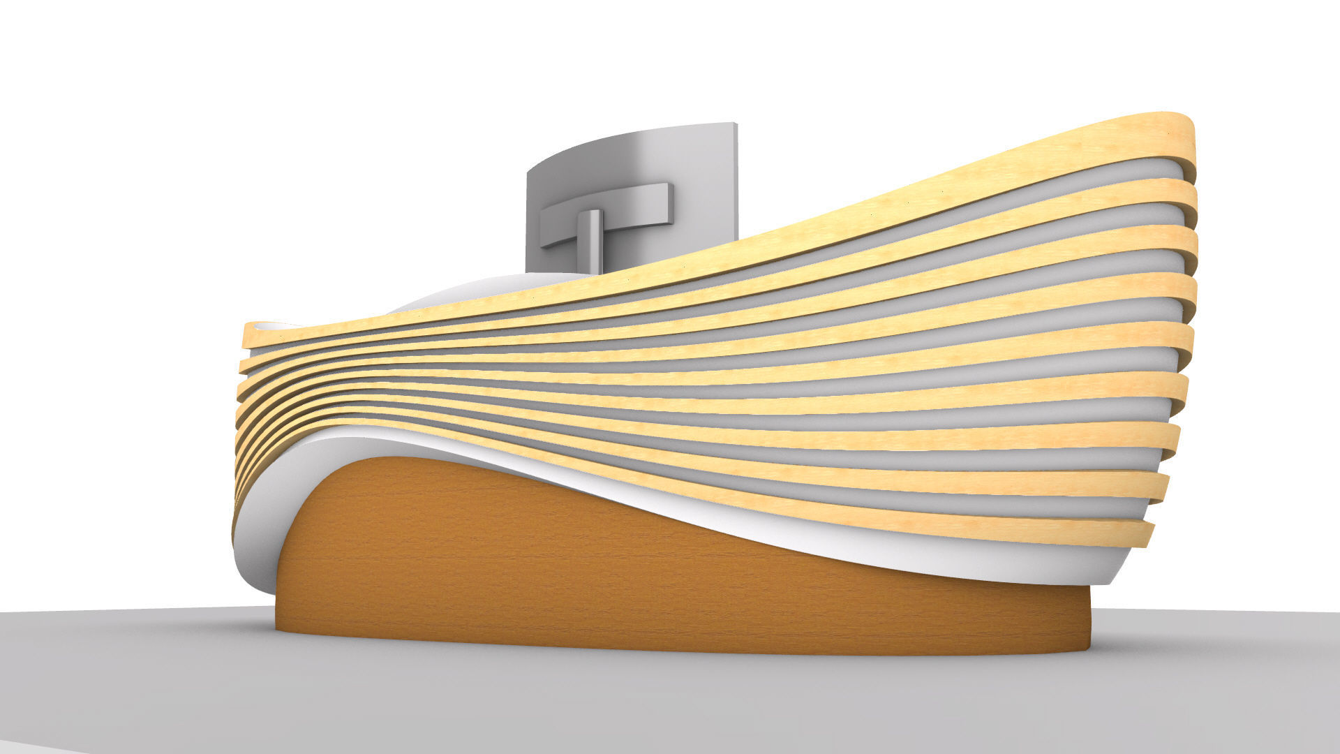 Parametric Wavy Reception Desk 3D model_5