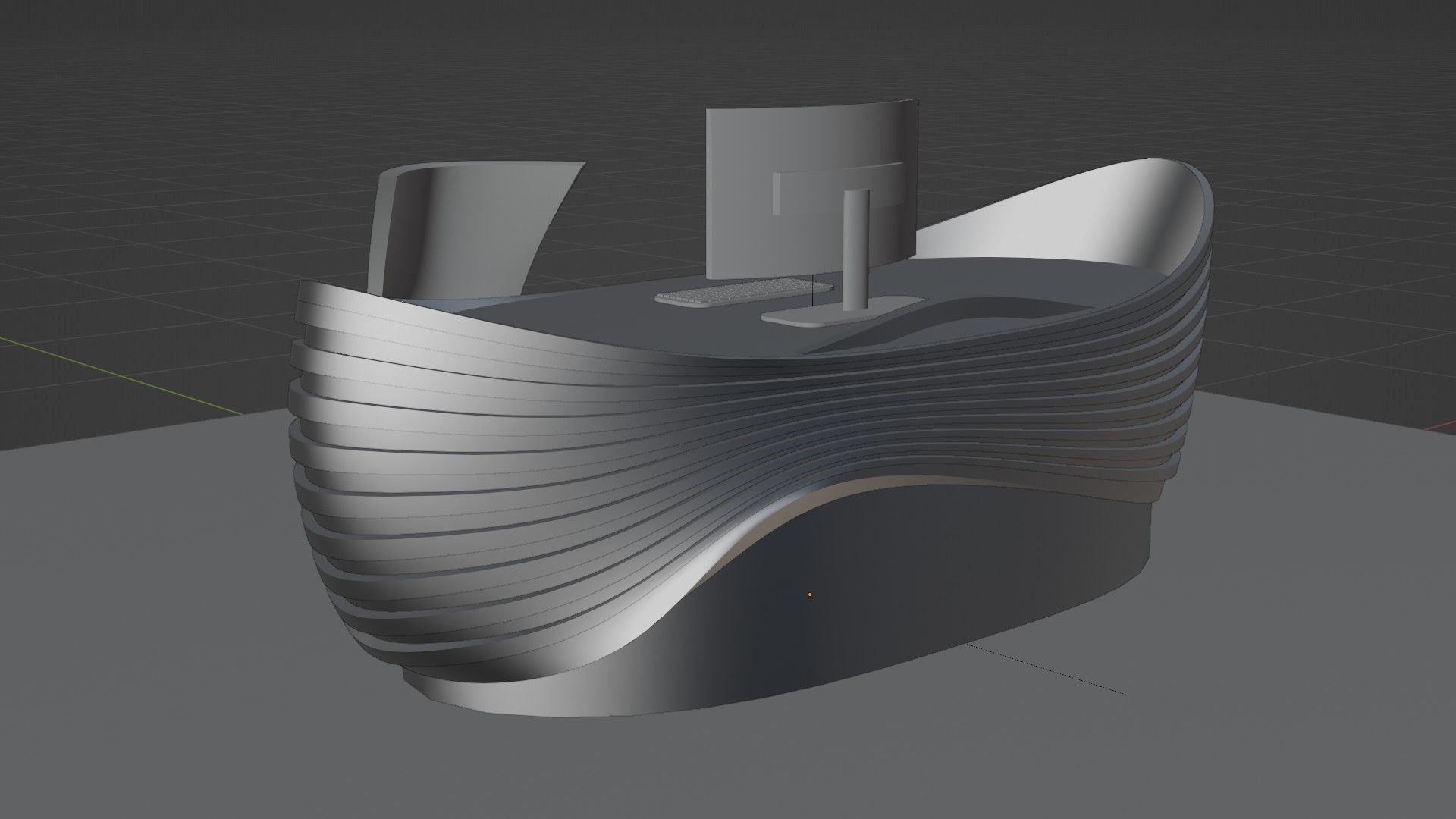 Parametric Wavy Reception Desk 3D model_42
