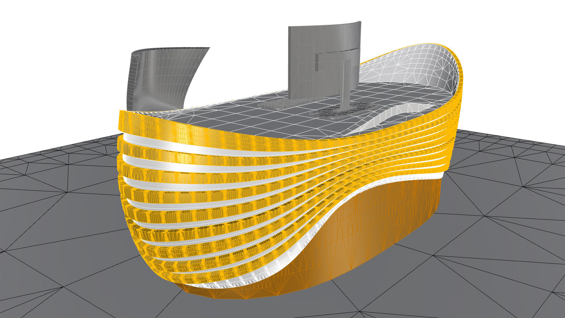 Parametric Wavy Reception Desk 3D model_22