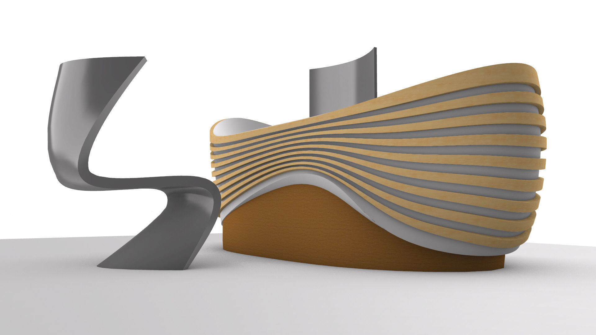 Parametric Wavy Reception Desk 3D model_11