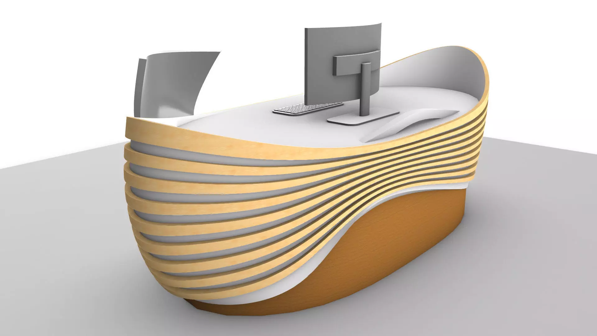 Parametric Wavy Reception Desk 3D model_0