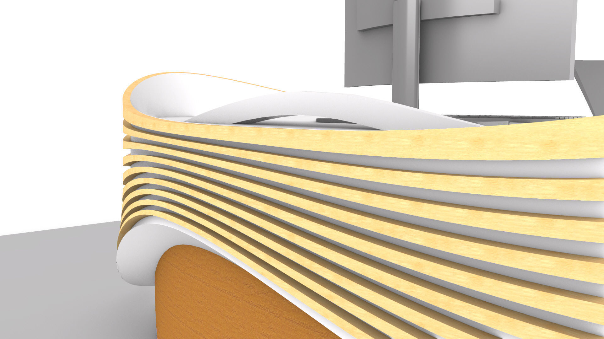 Parametric Wavy Reception Desk 3D model_13