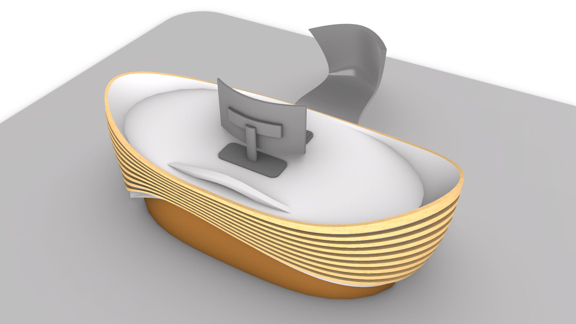 Parametric Wavy Reception Desk 3D model_14