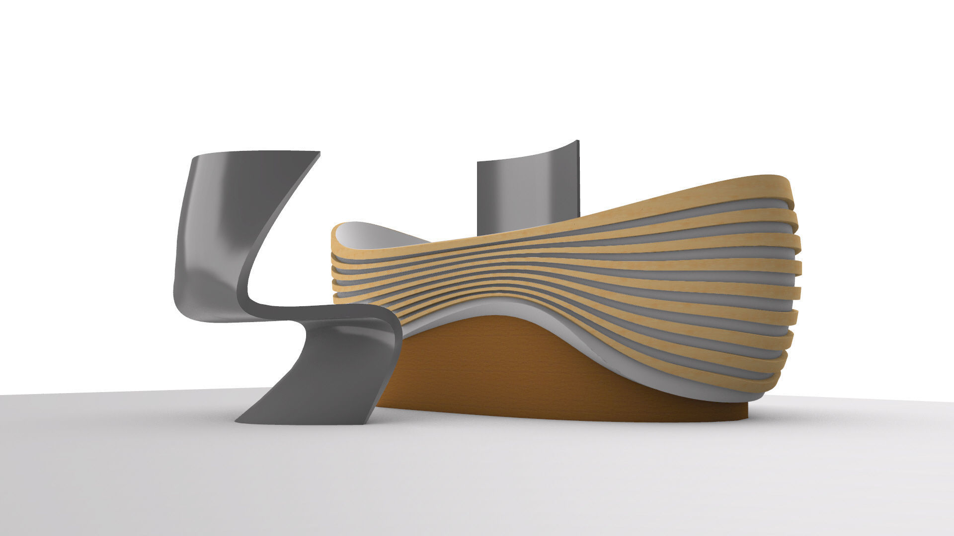 Parametric Wavy Reception Desk 3D model_7