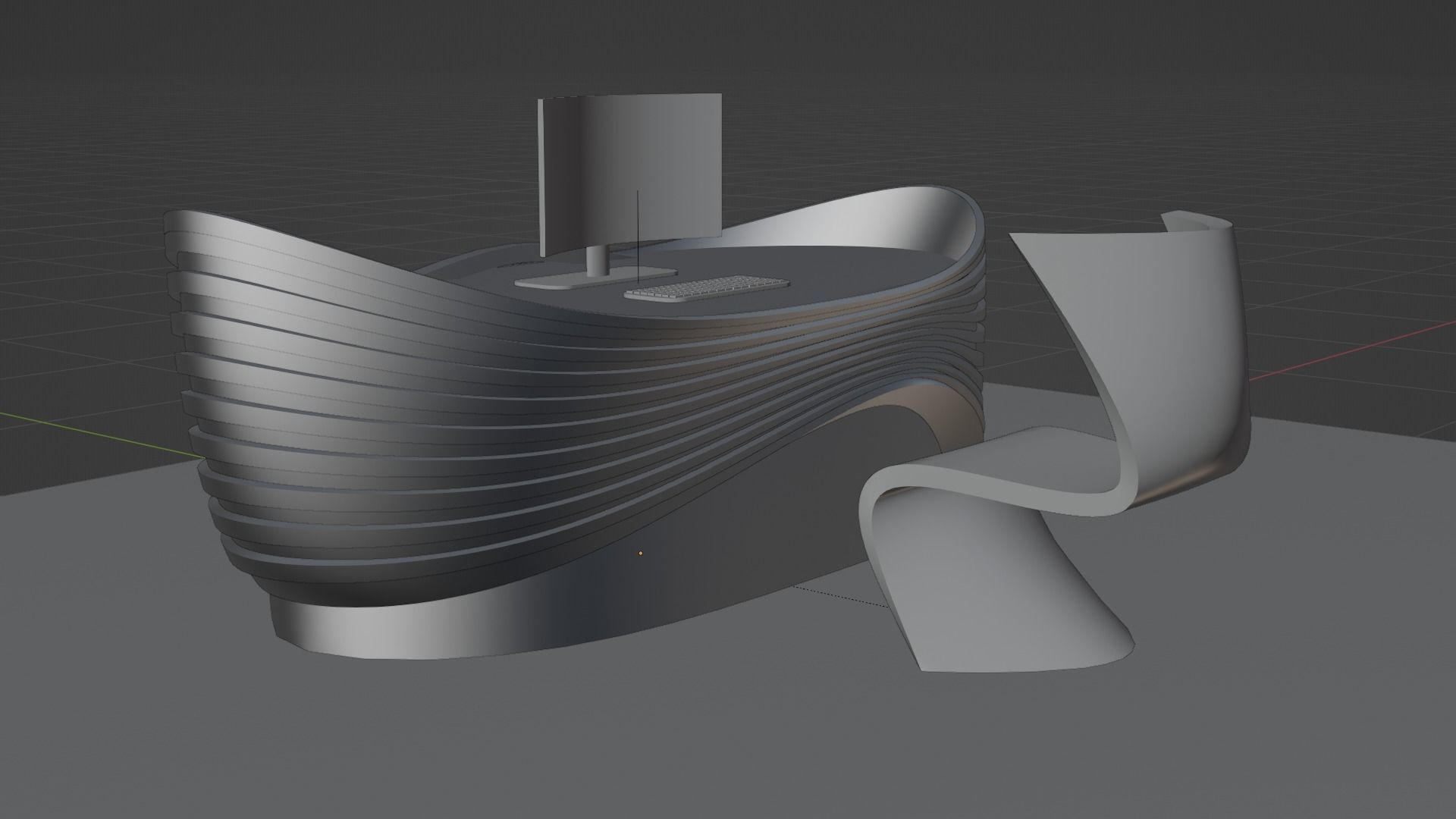 Parametric Wavy Reception Desk 3D model_43