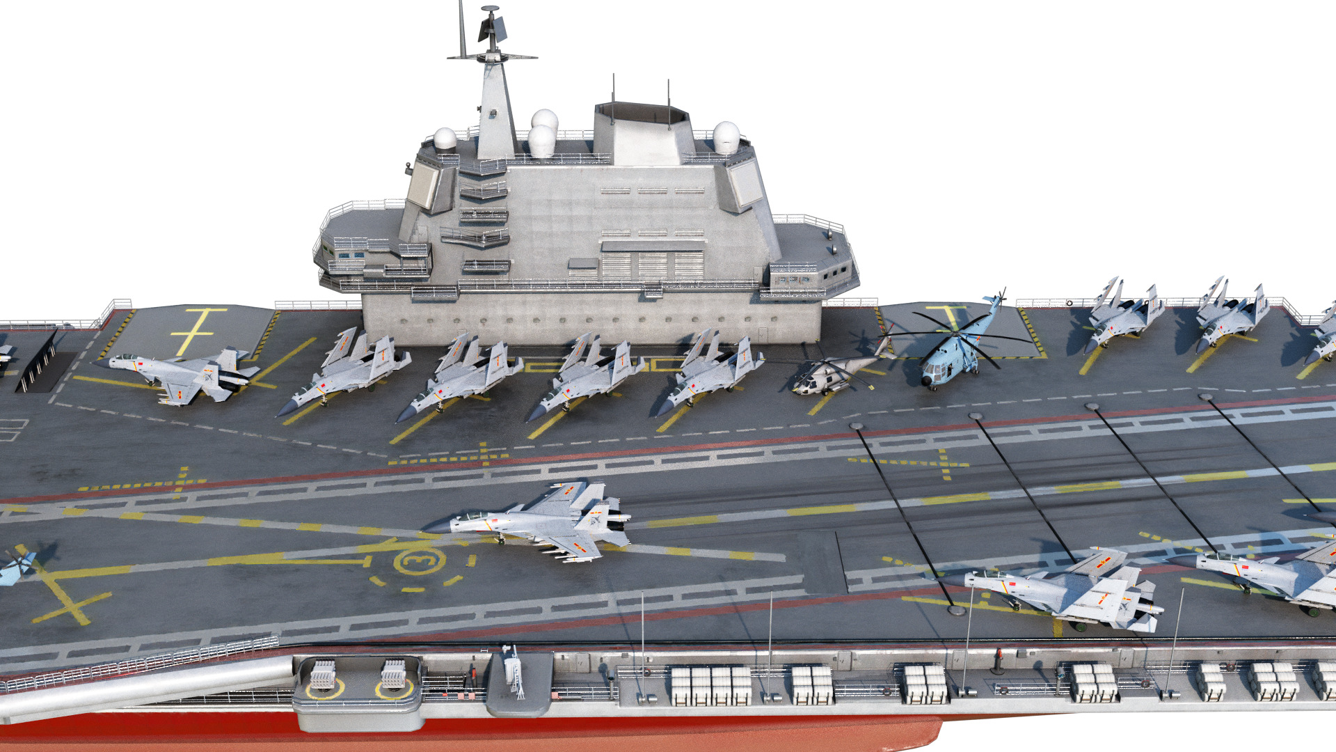 PLA NAVY Type 001A class aircraft carrier Shandong ship Low-poly 3D model_16