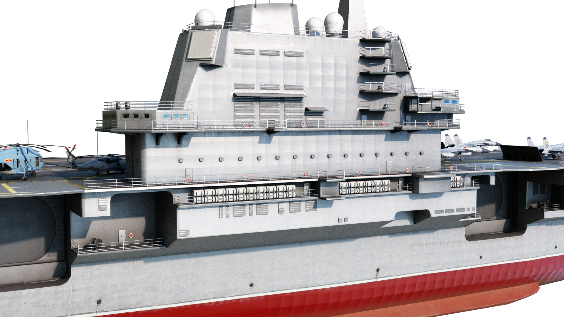 PLA NAVY Type 001A class aircraft carrier Shandong ship Low-poly 3D model_6