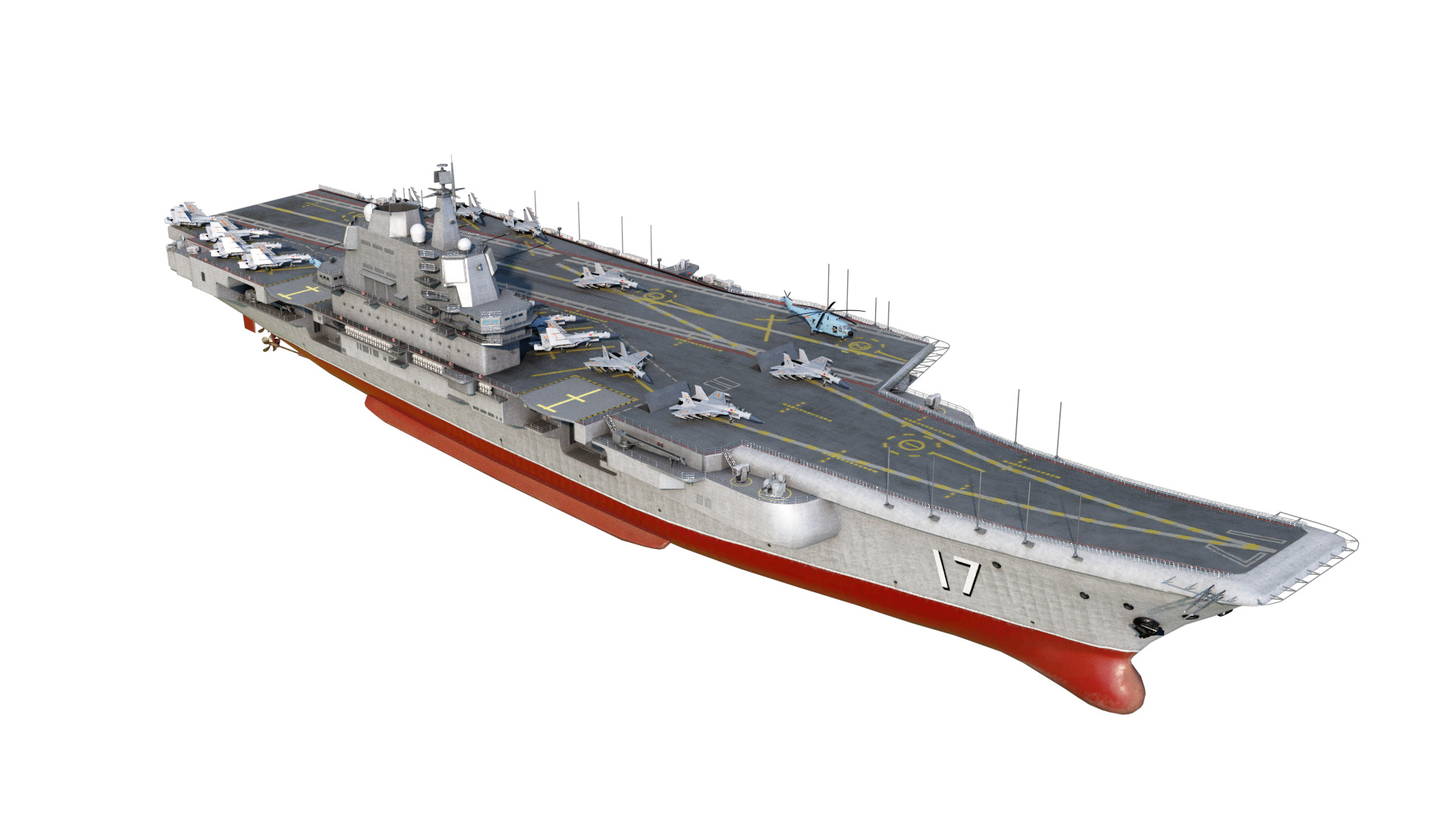 PLA NAVY Type 001A class aircraft carrier Shandong ship Low-poly 3D model_3