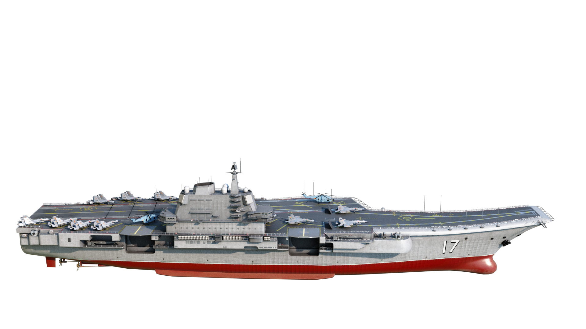 PLA NAVY Type 001A class aircraft carrier Shandong ship Low-poly 3D model_10