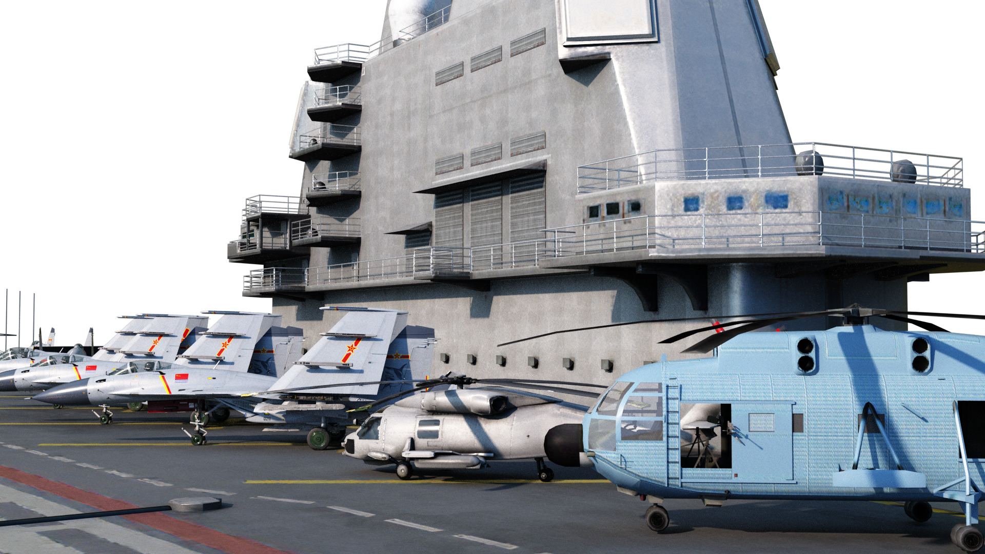 PLA NAVY Type 001A class aircraft carrier Shandong ship Low-poly 3D model_14