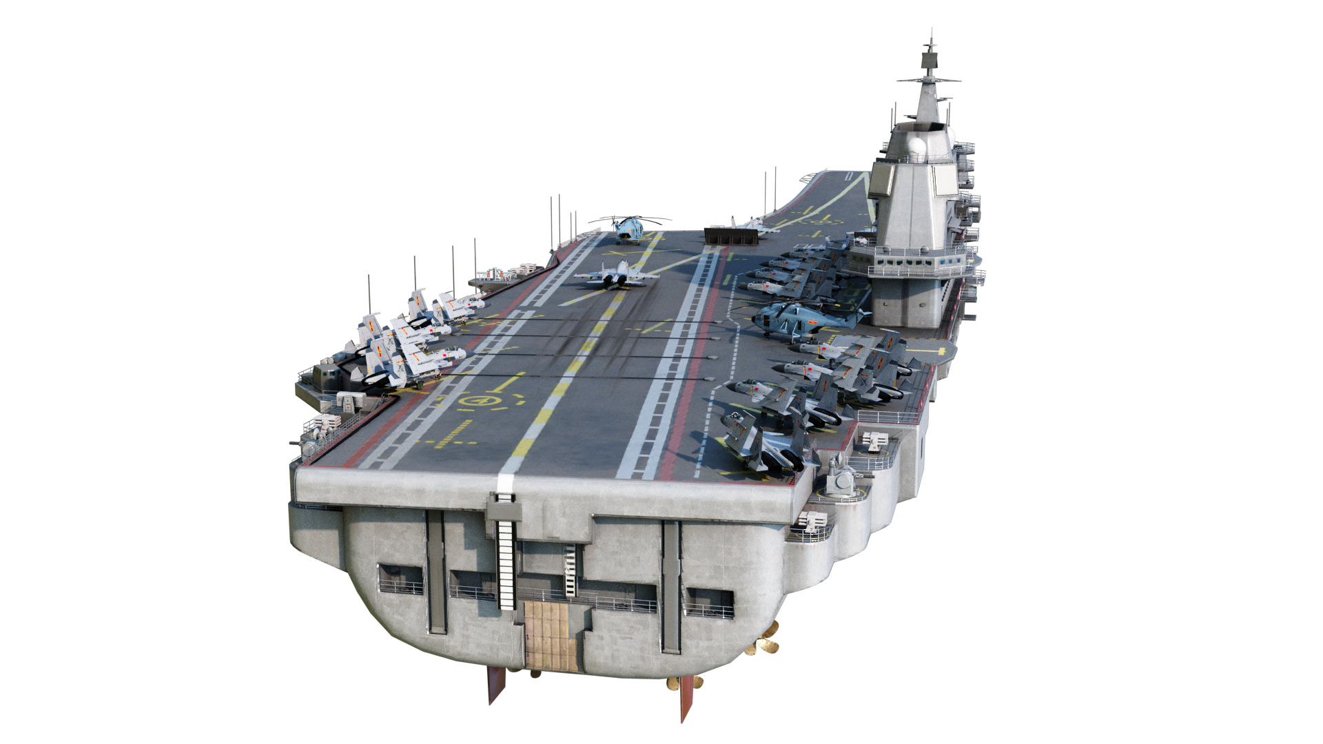 PLA NAVY Type 001A class aircraft carrier Shandong ship Low-poly 3D model_5