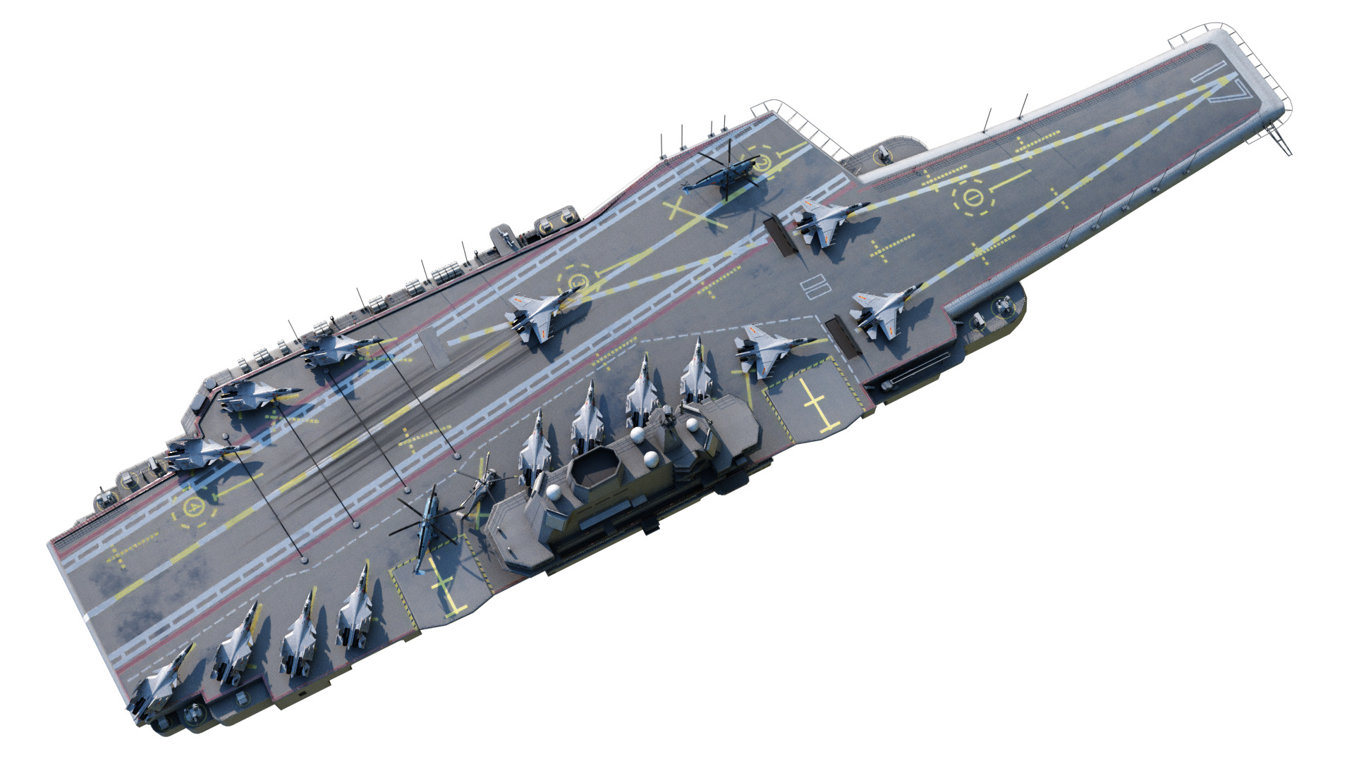 PLA NAVY Type 001A class aircraft carrier Shandong ship Low-poly 3D model_17