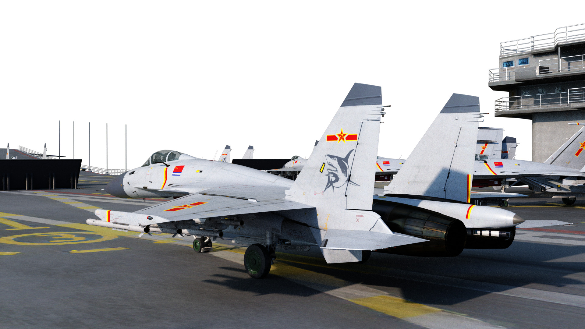 PLA NAVY Type 001A class aircraft carrier Shandong ship Low-poly 3D model_15