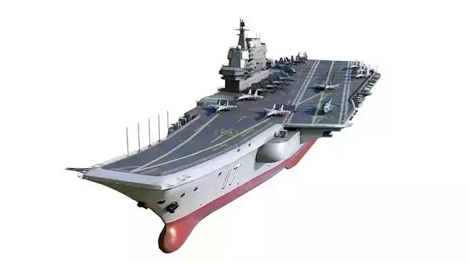 PLA NAVY Type 001A class aircraft carrier Shandong ship Low-poly 3D model
