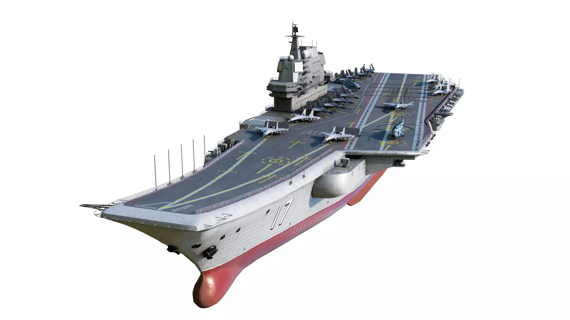 PLA NAVY Type 001A class aircraft carrier Shandong ship Low-poly 3D model_0