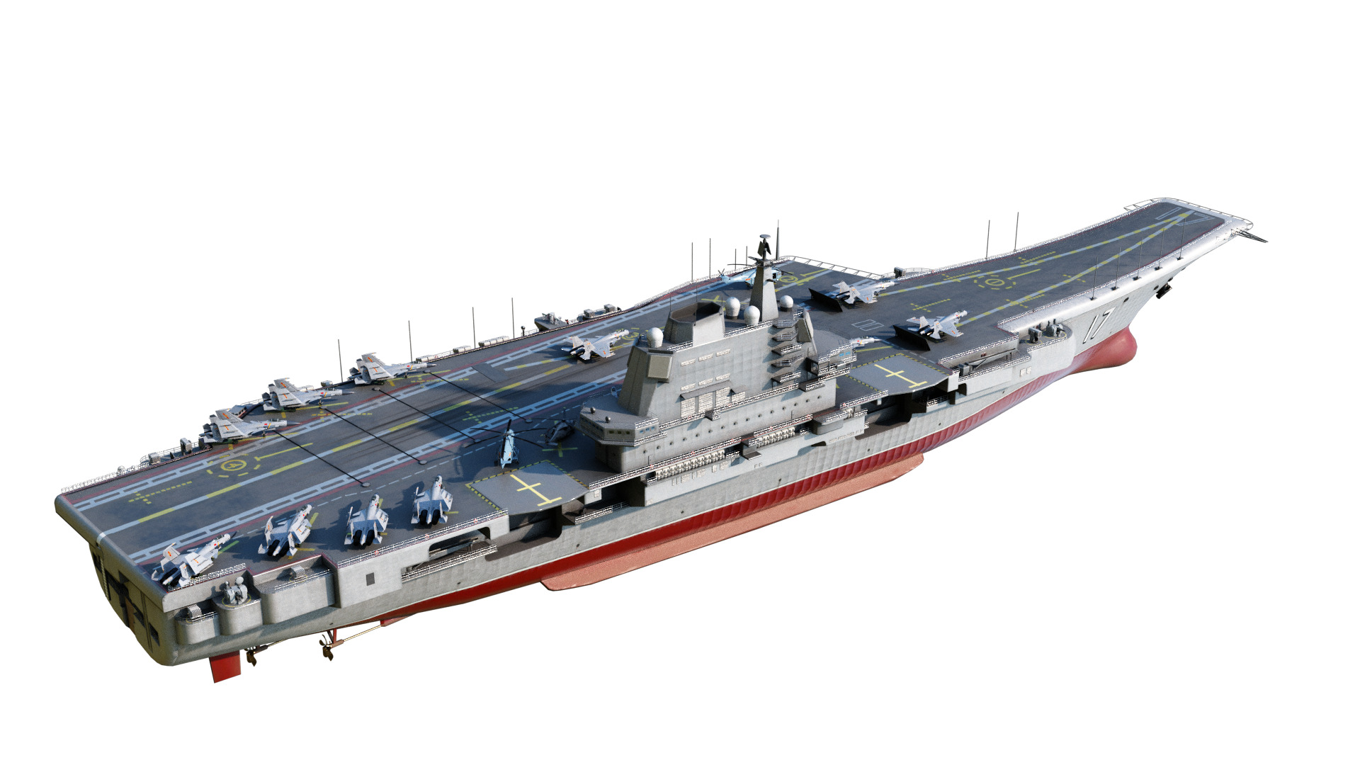 PLA NAVY Type 001A class aircraft carrier Shandong ship Low-poly 3D model_4