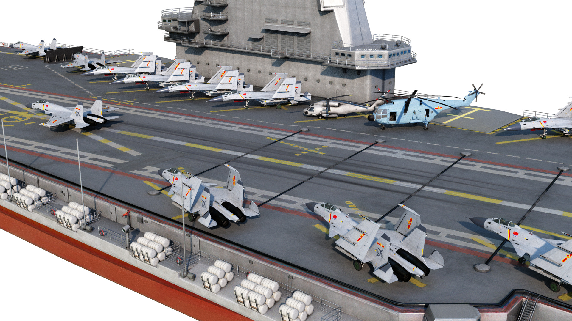 PLA NAVY Type 001A class aircraft carrier Shandong ship Low-poly 3D model_8