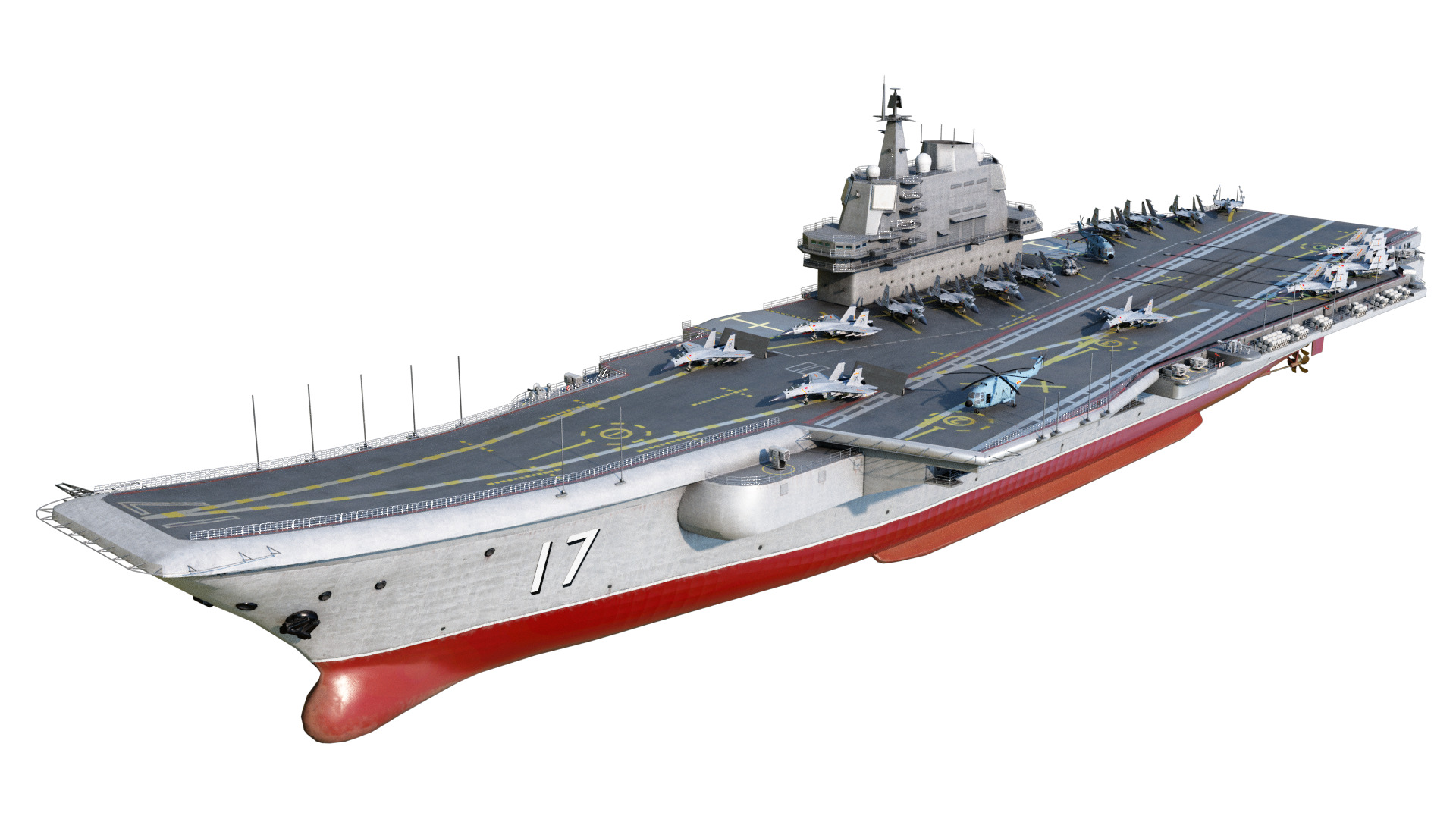 PLA NAVY Type 001A class aircraft carrier Shandong ship Low-poly 3D model_1