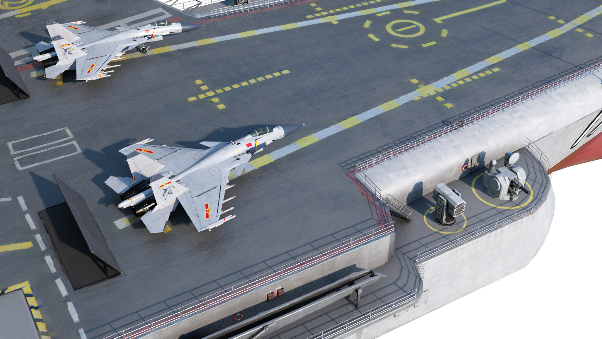 PLA NAVY Type 001A class aircraft carrier Shandong ship Low-poly 3D model_7