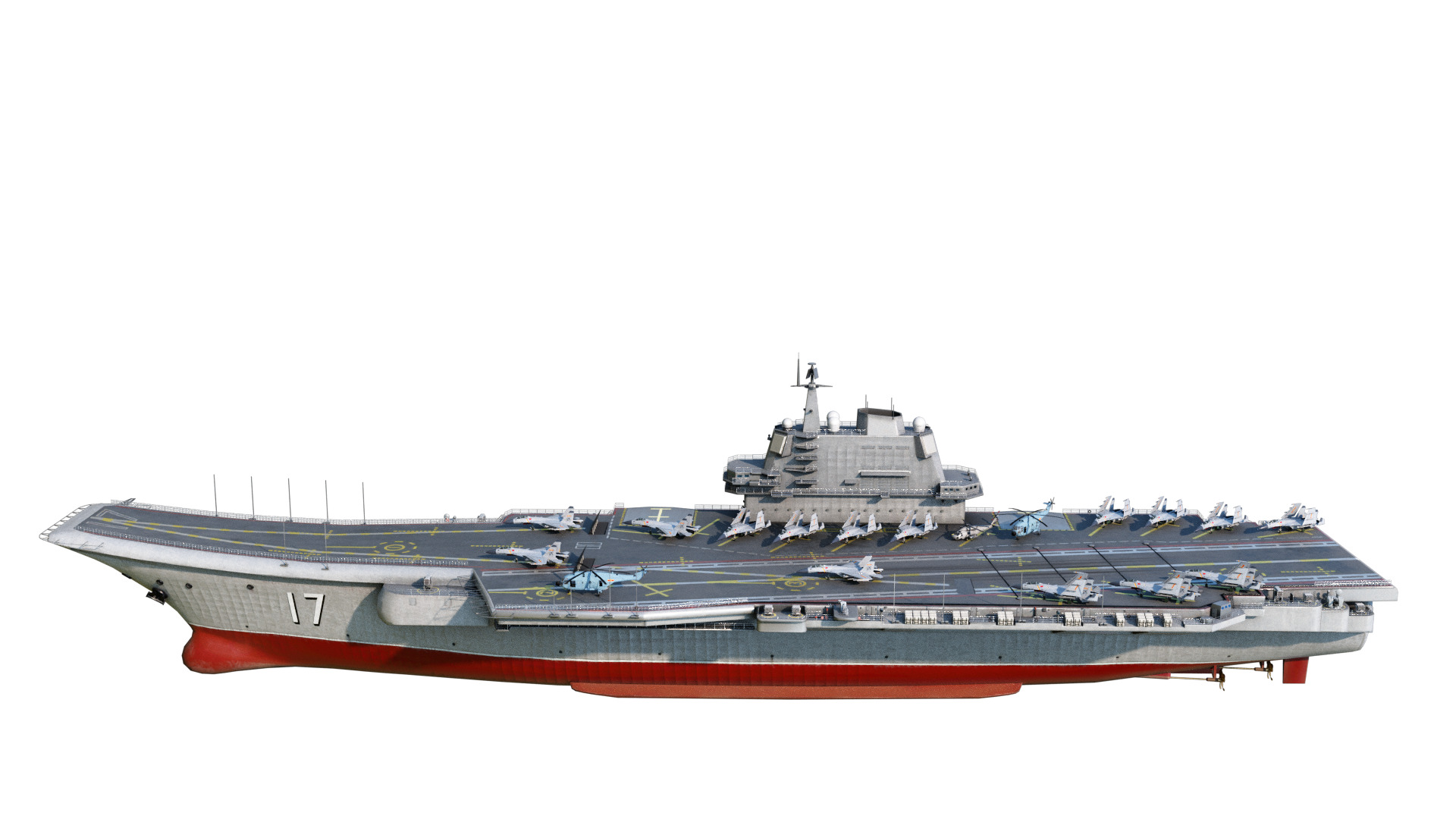 PLA NAVY Type 001A class aircraft carrier Shandong ship Low-poly 3D model_9