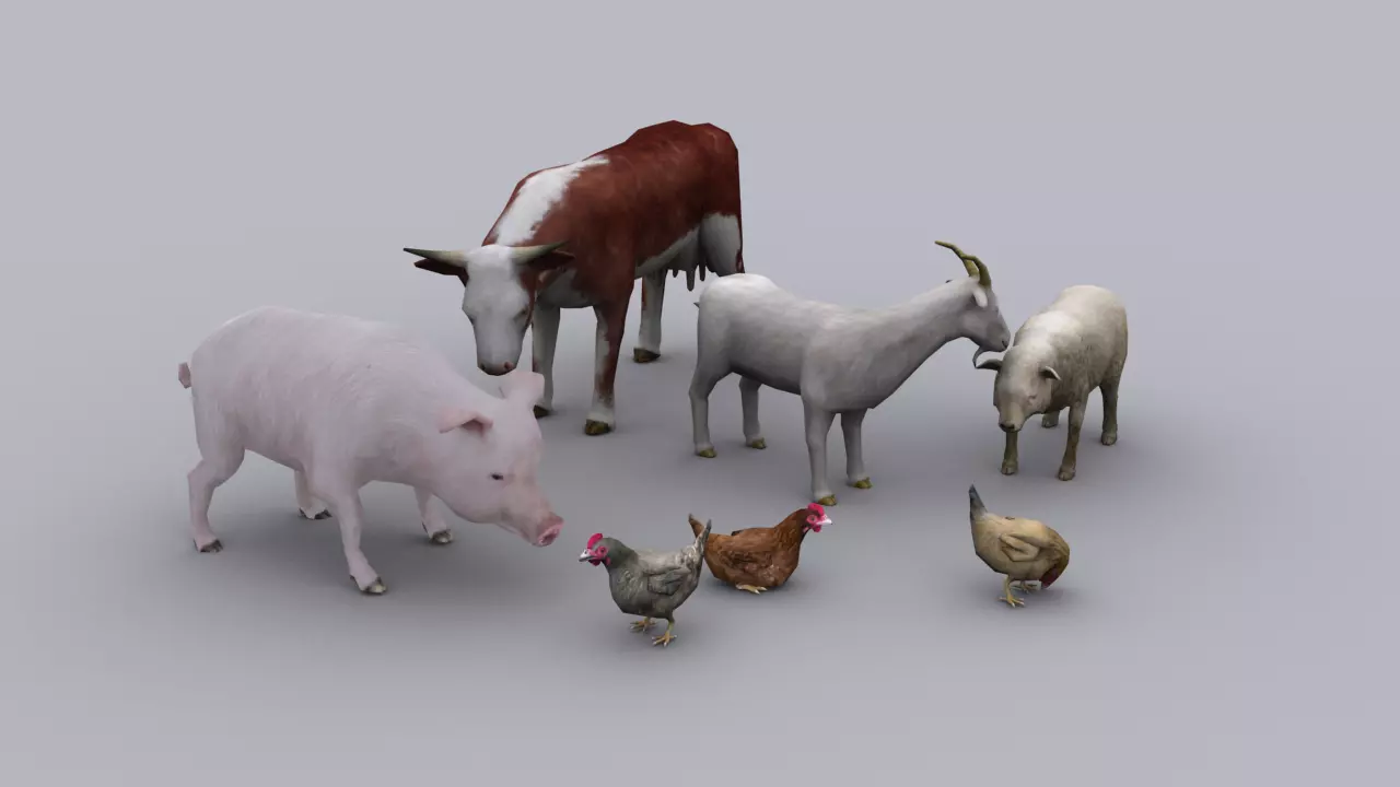 FARM ANIMALS PACK GAME READY ANIMATED MODELS Low-poly 3D model_0