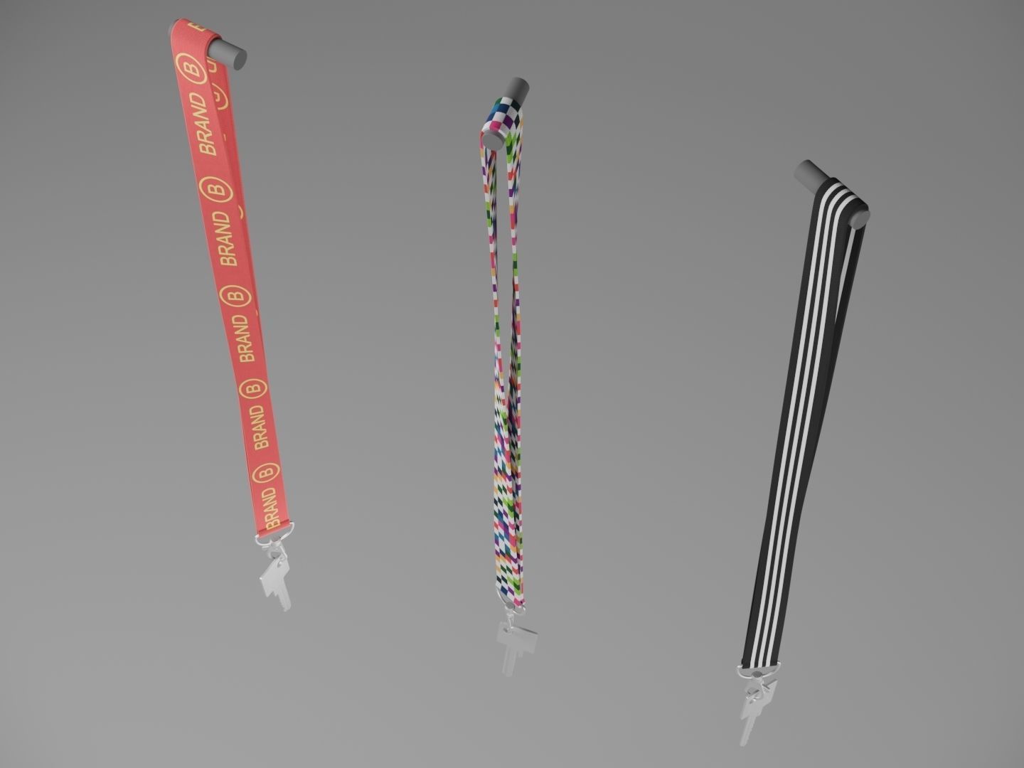 Key with Keychain - hanging 3D model_2