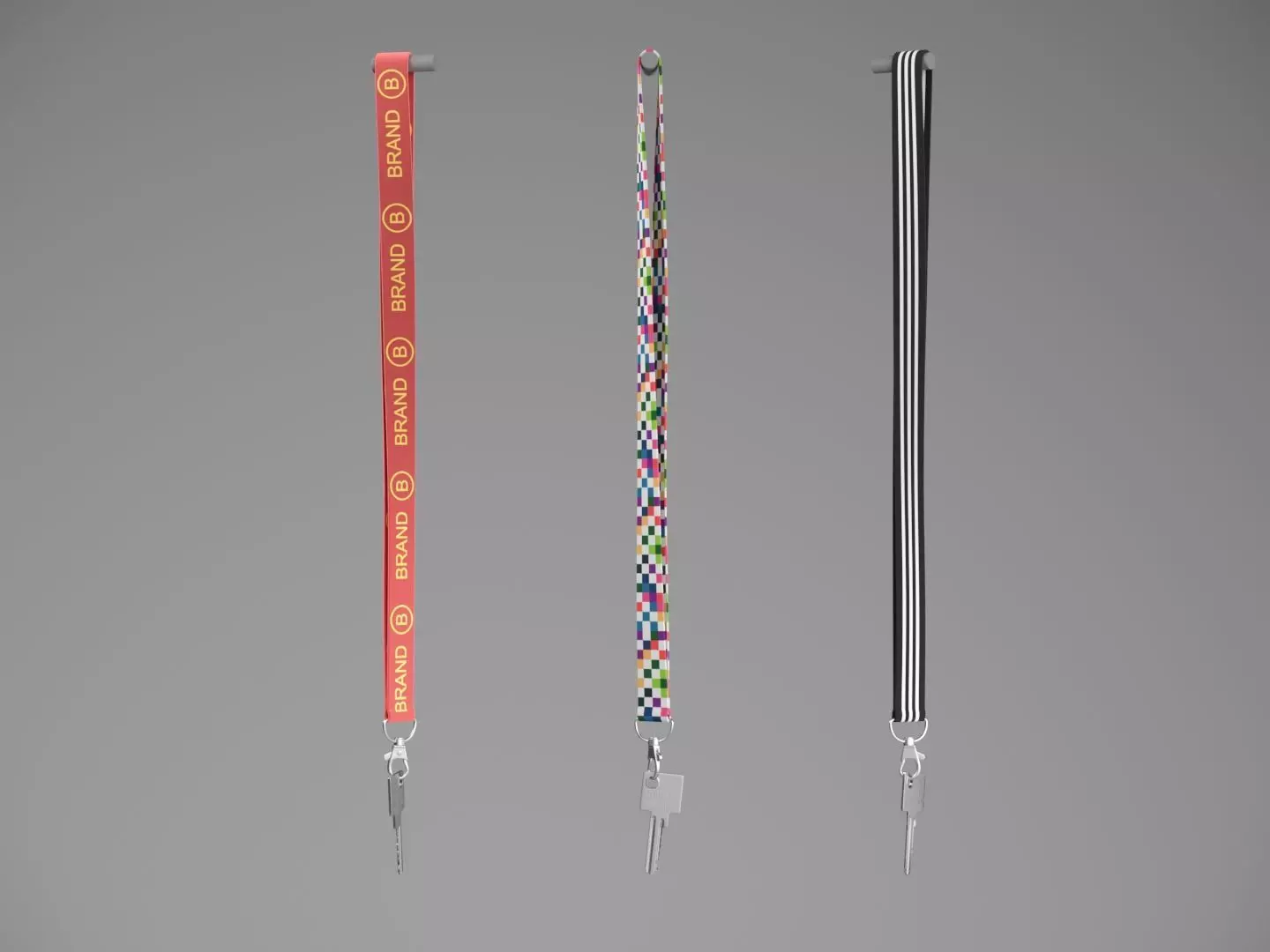 Key with Keychain - hanging 3D model_0