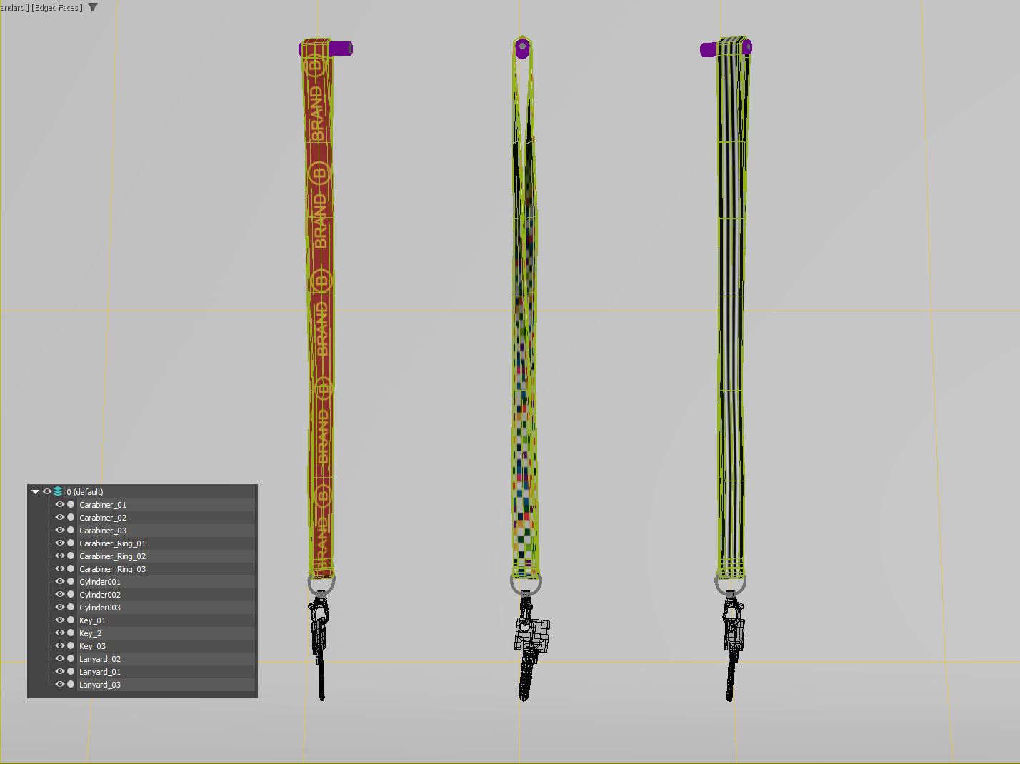 Key with Keychain - hanging 3D model_3