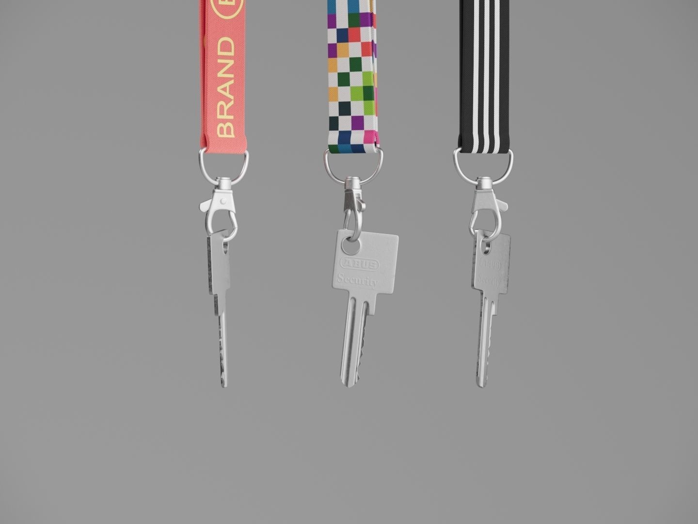 Key with Keychain - hanging 3D model_1