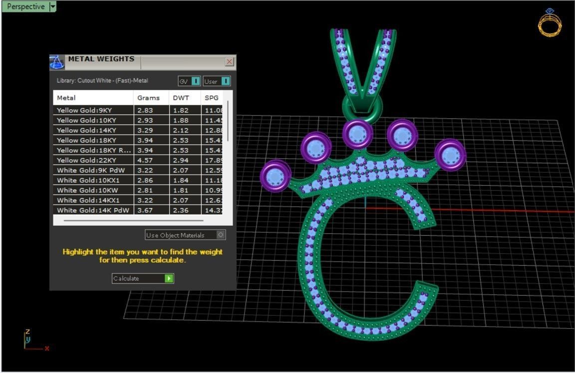 C letter pendant 3D print model_5