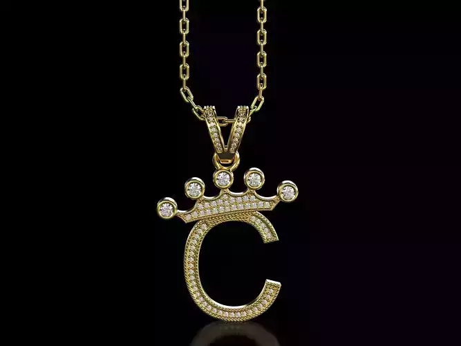 C letter pendant 3D print model