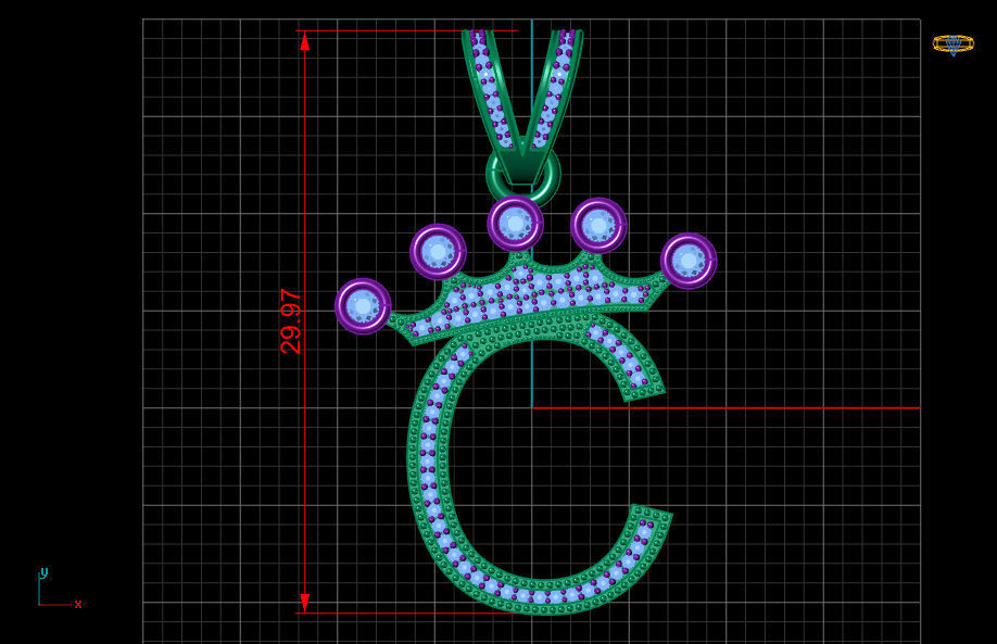 C letter pendant 3D print model_18