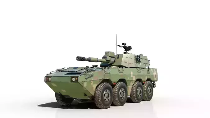 4 coatings of PLA Army PLL09 Wheeled self-propelled howitzer Low-poly 3D model