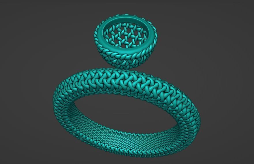 solitaire diamond emerald weave ring size K findings 3D print model_3