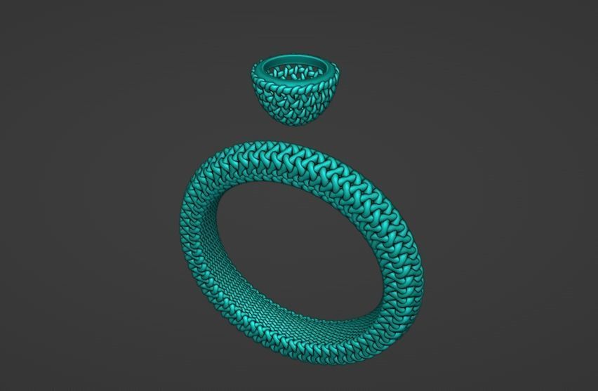 solitaire diamond emerald weave ring size K findings 3D print model_2