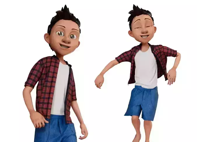 Cartoon Boy Rigged 3d Model