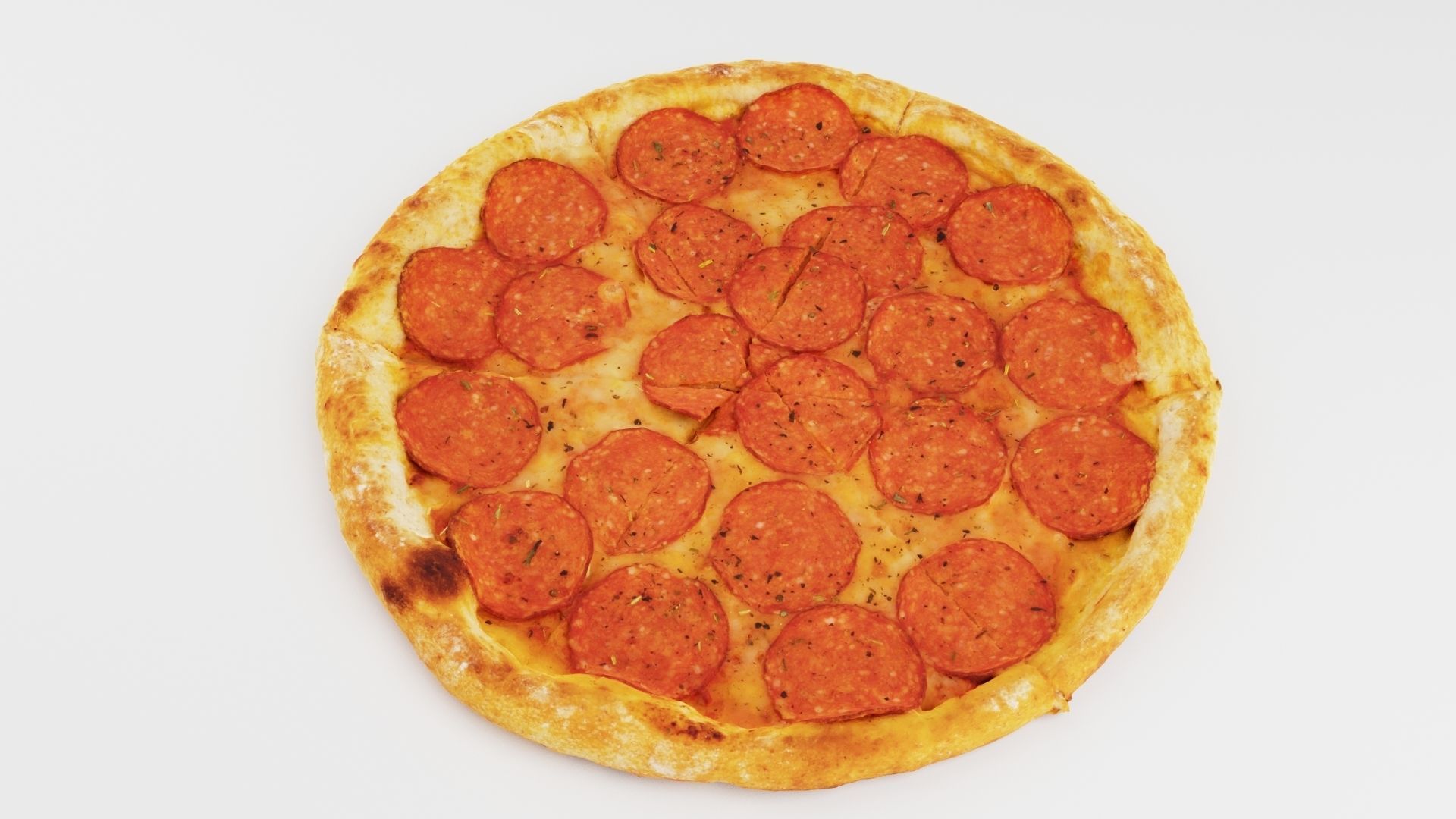Pizza with salamy and cheese 3D model_2