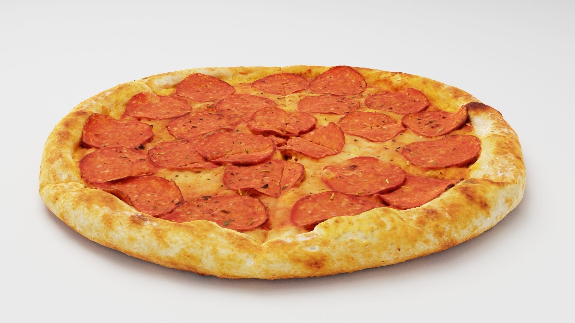 Pizza with salamy and cheese 3D model_1