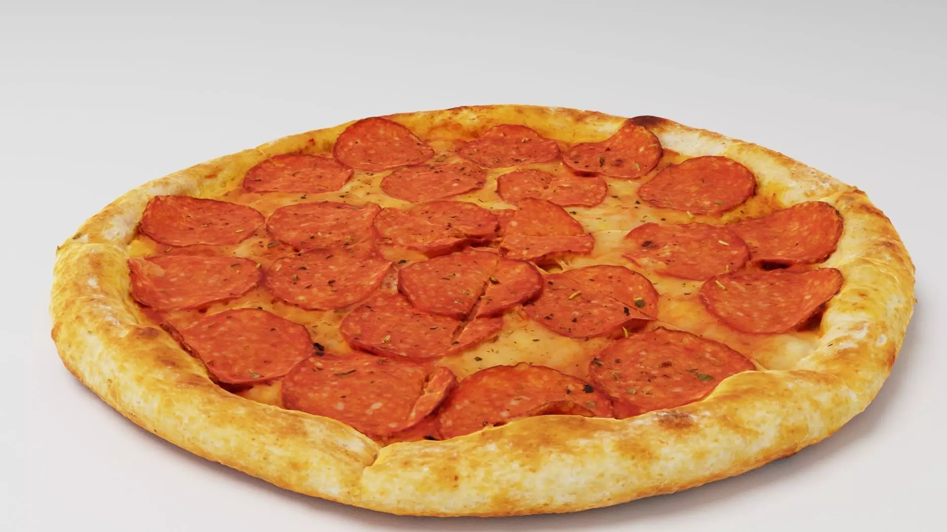 Pizza with salamy and cheese 3D model_0