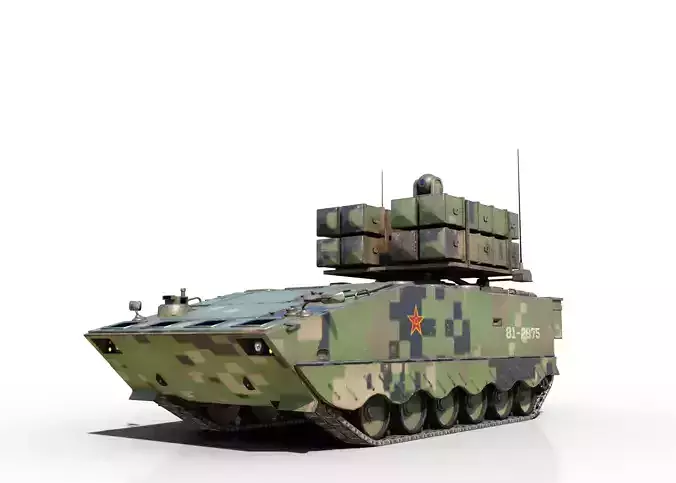 4 coatings of PLA Army AFT-10 Anti-tank Missile launch vehicle Low-poly 3D model