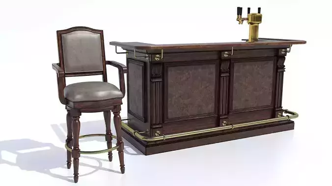 Bar counter and chair 3D model