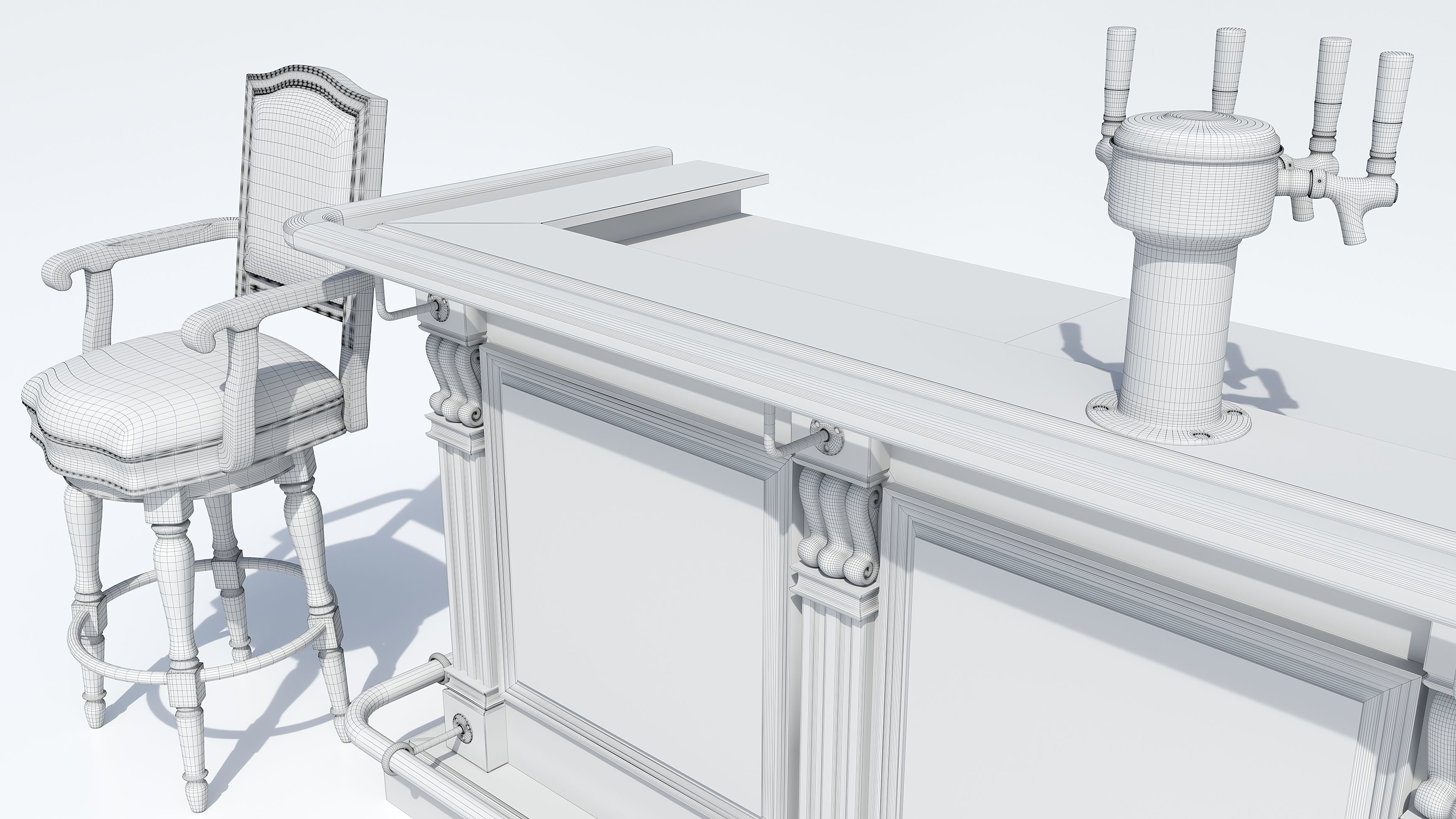 Bar counter and chair 3D model_5