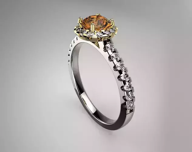 Gem Stone Topaz engagement ring Yellow Gold with  Diamond