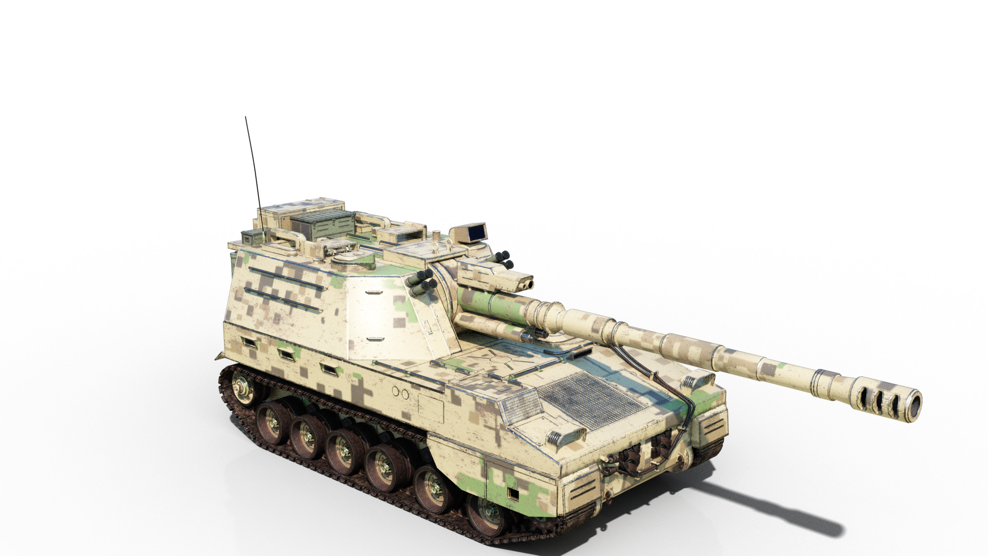 4 coatings of PLA Army PLZ45A4 155mm self-propelled howitzer Low-poly 3D model_12