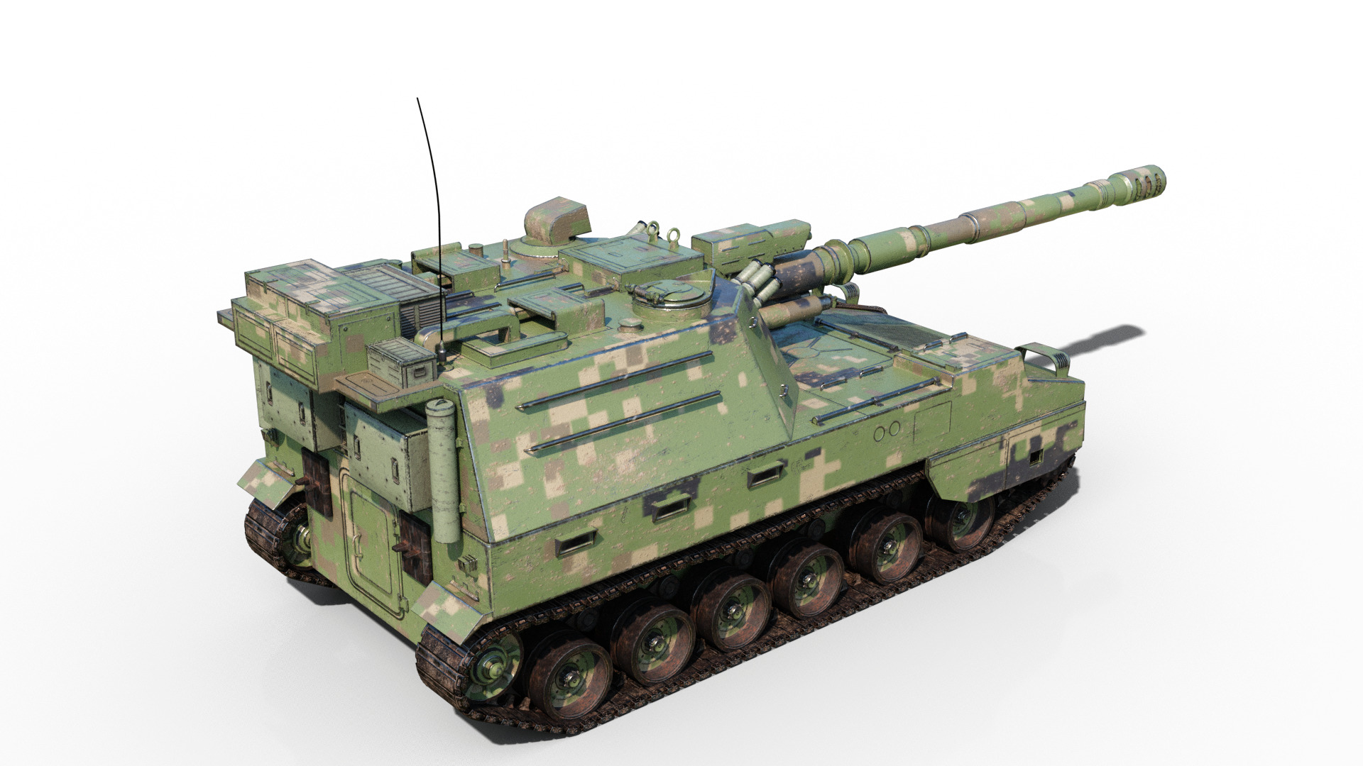 4 coatings of PLA Army PLZ45A4 155mm self-propelled howitzer Low-poly 3D model_2