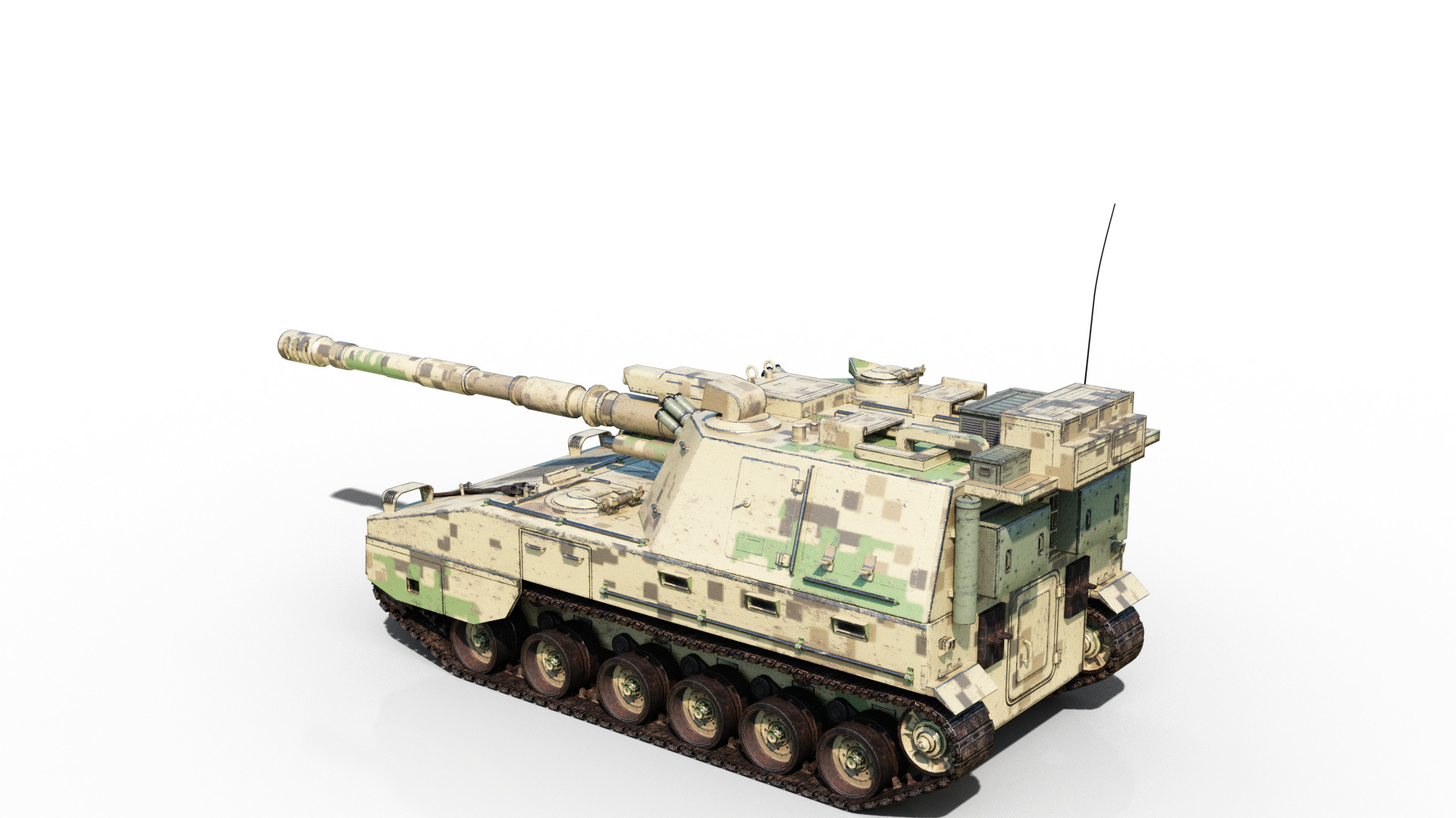 4 coatings of PLA Army PLZ45A4 155mm self-propelled howitzer Low-poly 3D model_11