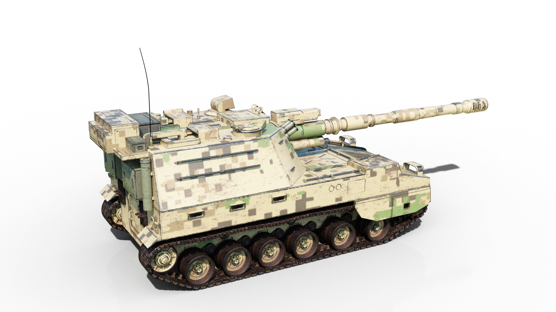 4 coatings of PLA Army PLZ45A4 155mm self-propelled howitzer Low-poly 3D model_9