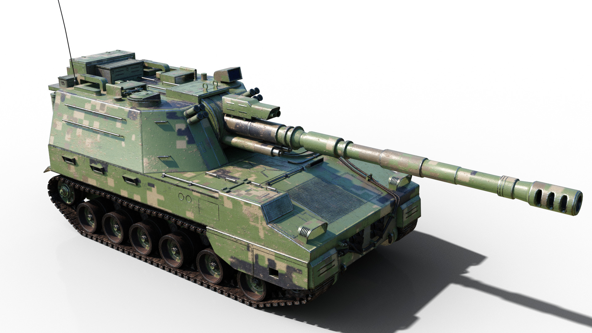 4 coatings of PLA Army PLZ45A4 155mm self-propelled howitzer Low-poly 3D model_4